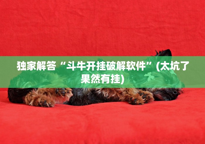 独家解答“斗牛开挂破解软件”(太坑了果然有挂)