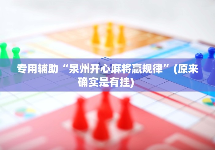 专用辅助“泉州开心麻将赢规律”(原来确实是有挂) 