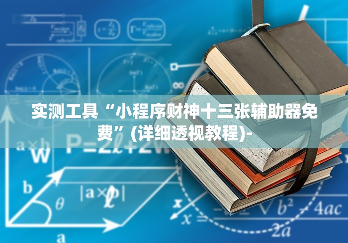 实测工具“小程序财神十三张辅助器免费”(详细透视教程)-