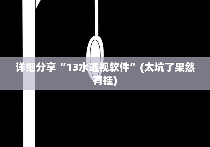 详细分享“13水透视软件”(太坑了果然有挂)