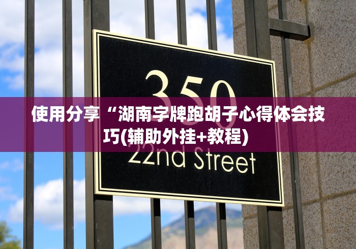 使用分享“湖南字牌跑胡子心得体会技巧(辅助外挂+教程) 