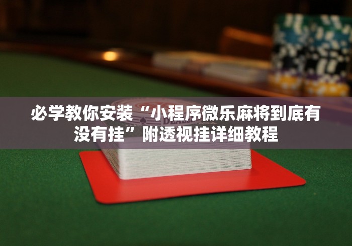 必学教你安装“小程序微乐麻将到底有没有挂”附透视挂详细教程