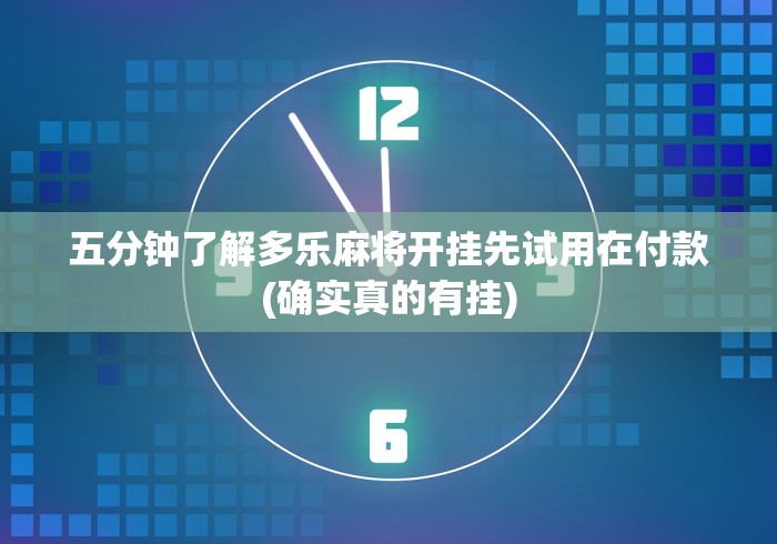 五分钟了解多乐麻将开挂先试用在付款(确实真的有挂)
