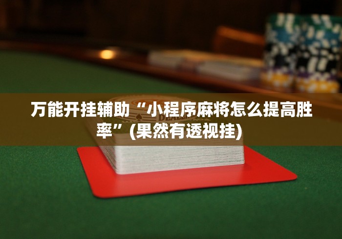 万能开挂辅助“小程序麻将怎么提高胜率	”(果然有透视挂) 