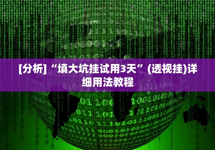[分析]“填大坑挂试用3天	”(透视挂)详细用法教程
