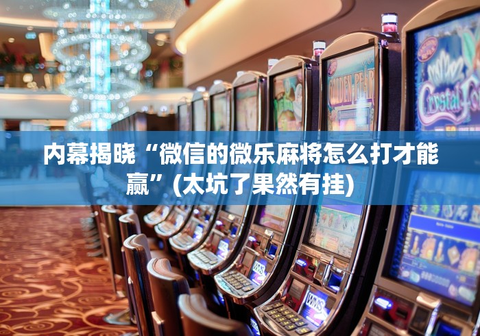 内幕揭晓“微信的微乐麻将怎么打才能赢”(太坑了果然有挂)